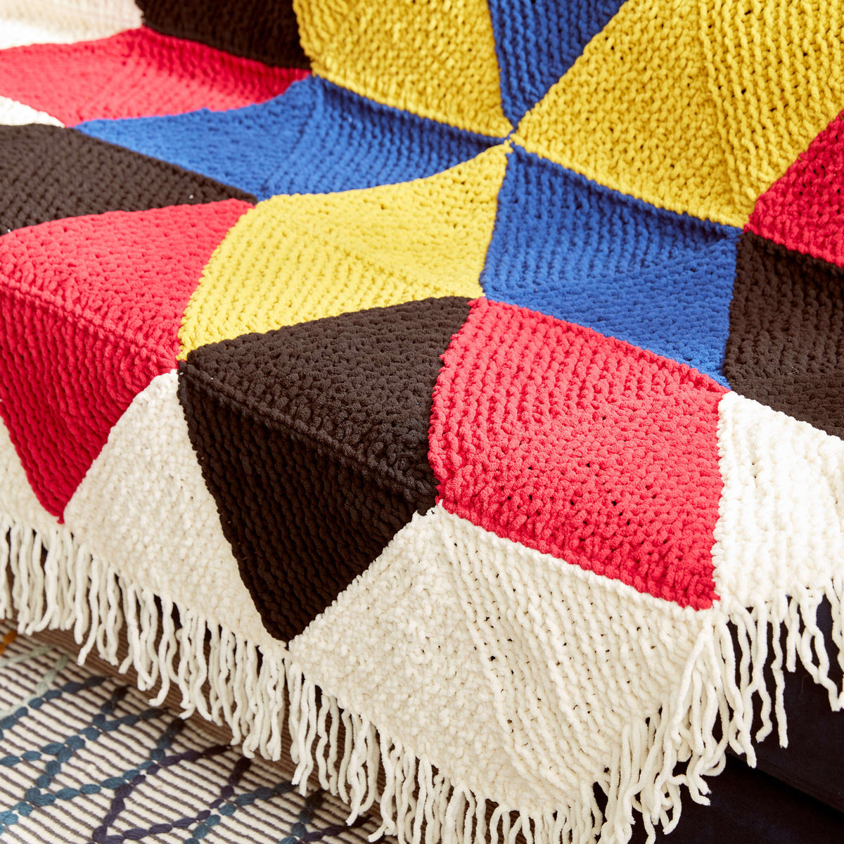 Knit Blanket made in Bernat Blanket yarn