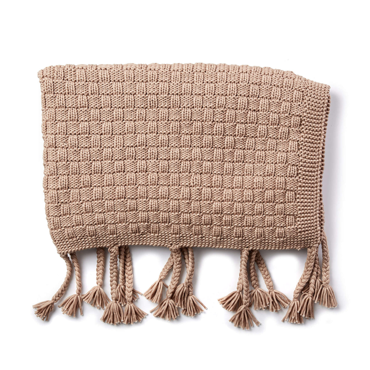 Knit Blanket made in Bernat Maker Outdoor yarn