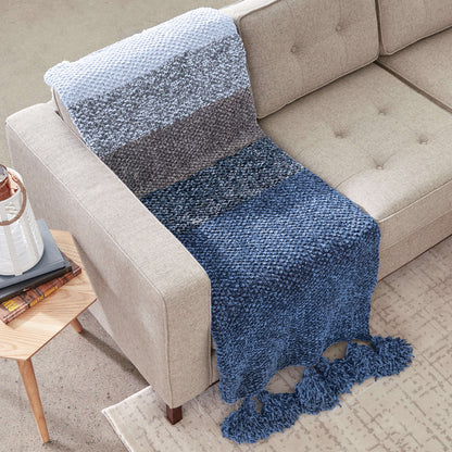 Bernat Blue Velvet Fade Knit Blanket Knit Blanket made in Bernat Velvet yarn