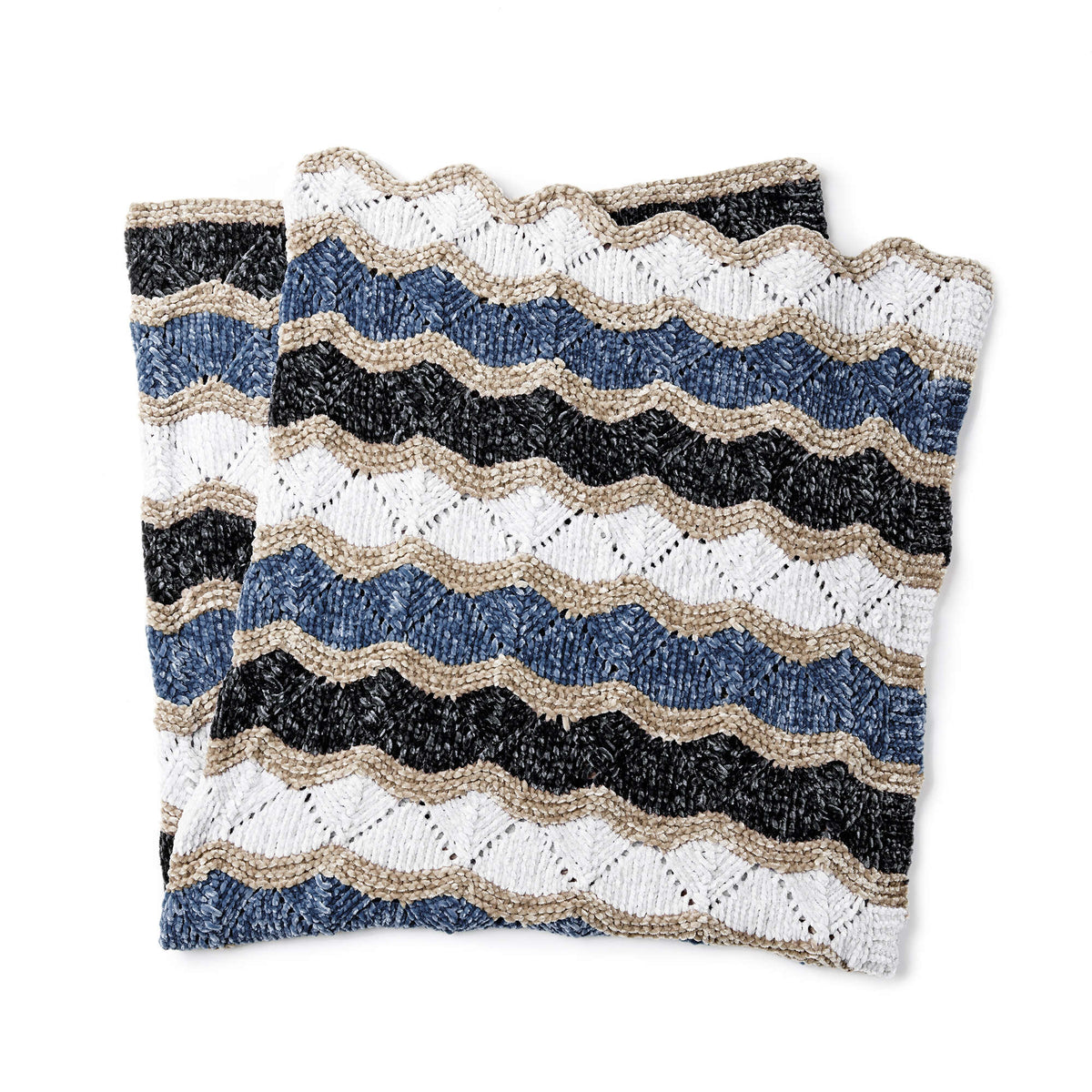 Knit Blanket made in Bernat Velvet yarn
