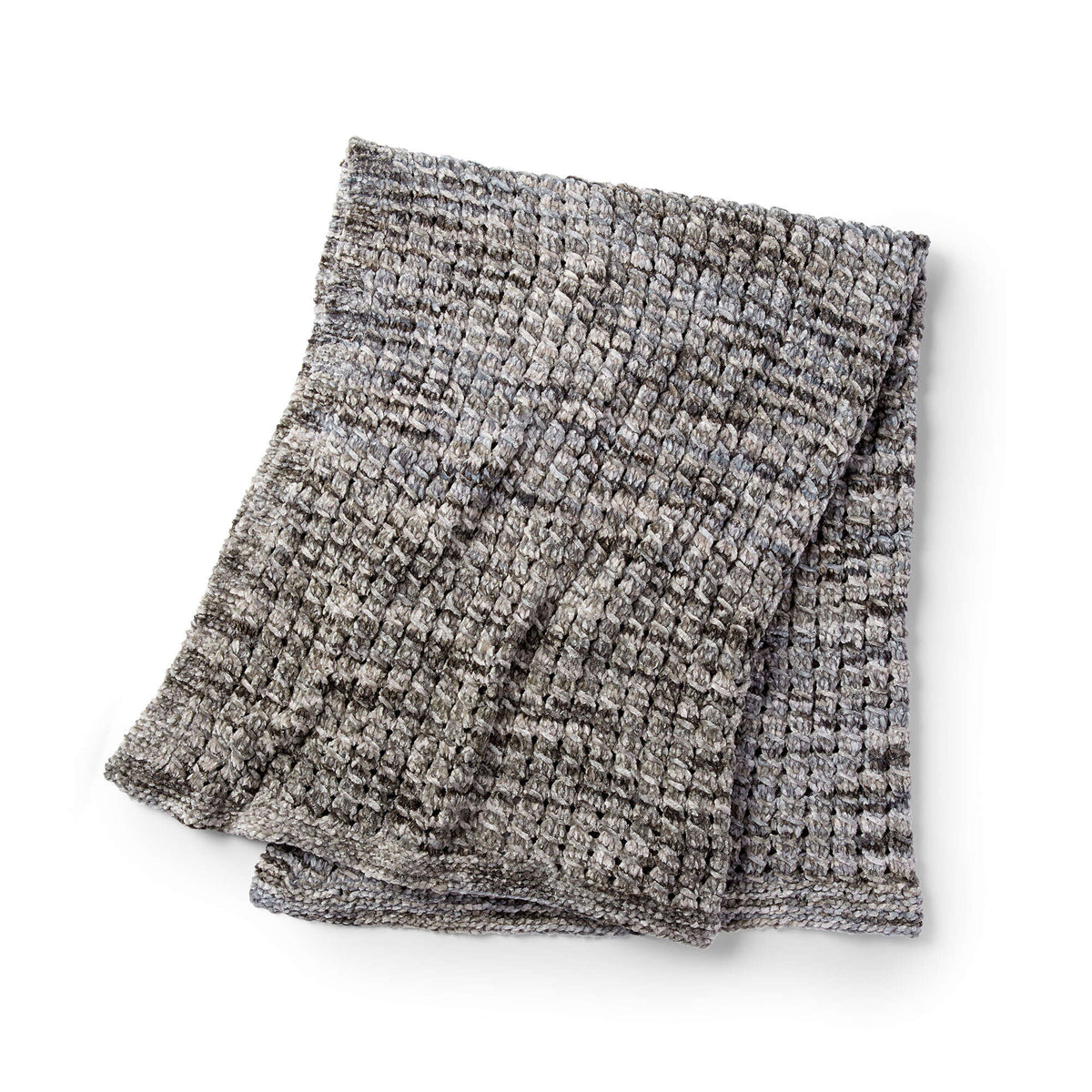 Knit Blanket made in Bernat Crushed Velvet yarn