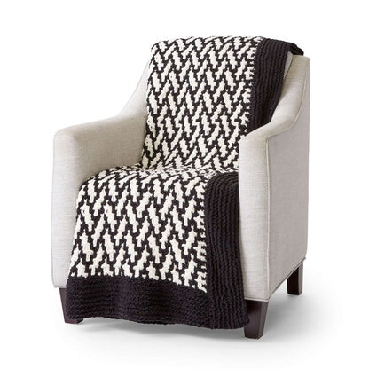 Bernat Mosaic Herringbone Knit Throw Knit Blanket made in Bernat Blanket yarn
