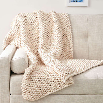 Bernat Knit Seed Stitch Throw Knit Blanket made in Bernat Maker Big yarn
