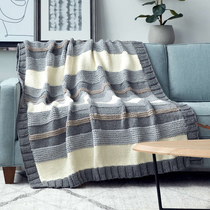 Bernat Simple Stripe Knit Blanket Denim