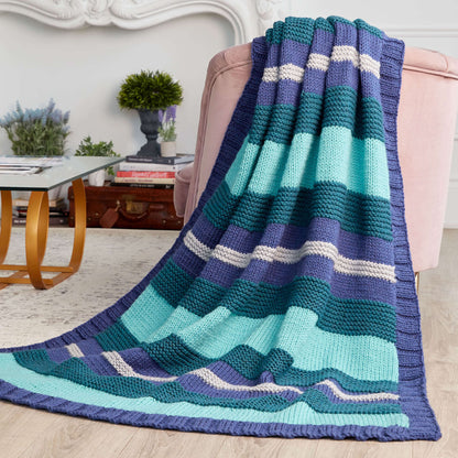 Bernat Simple Stripe Knit Blanket Denim