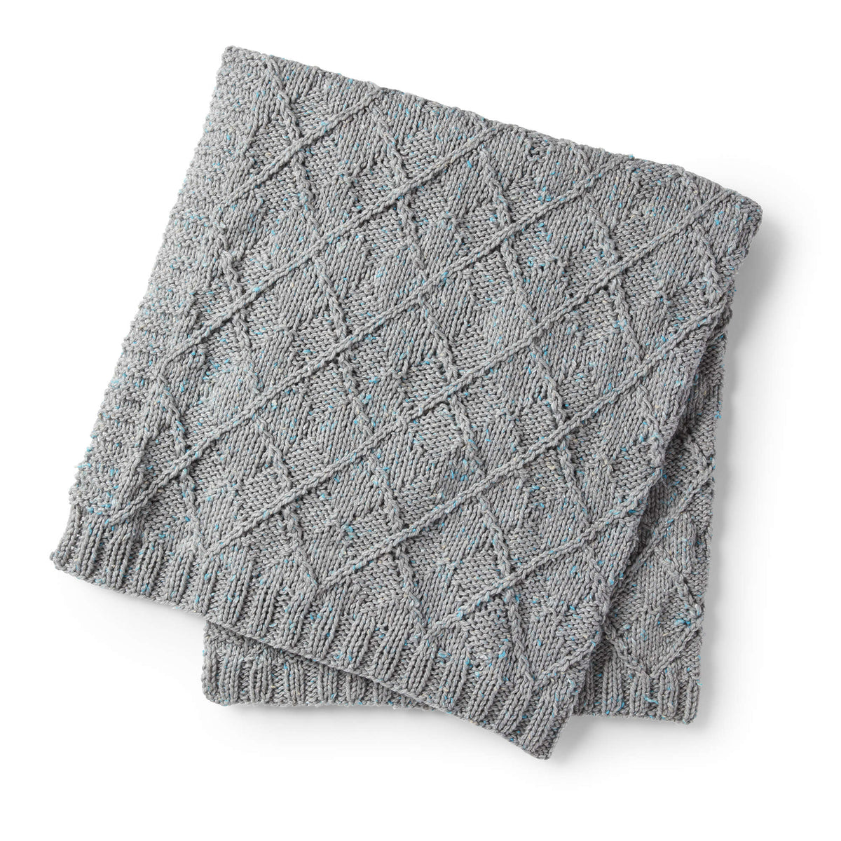Knit Blanket made in Bernat Softee Chunky Tweeds yarn