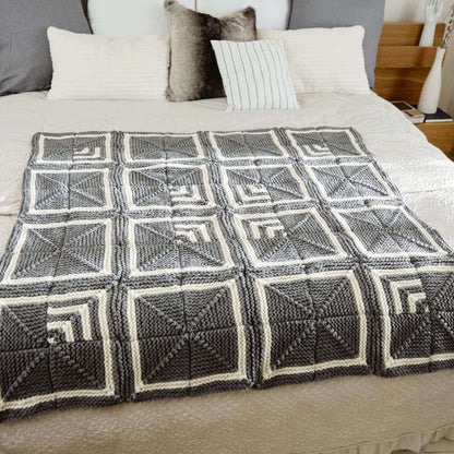 Bernat Deco Squares Knit Blanket Knit Blanket made in Bernat Softee Chunky yarn