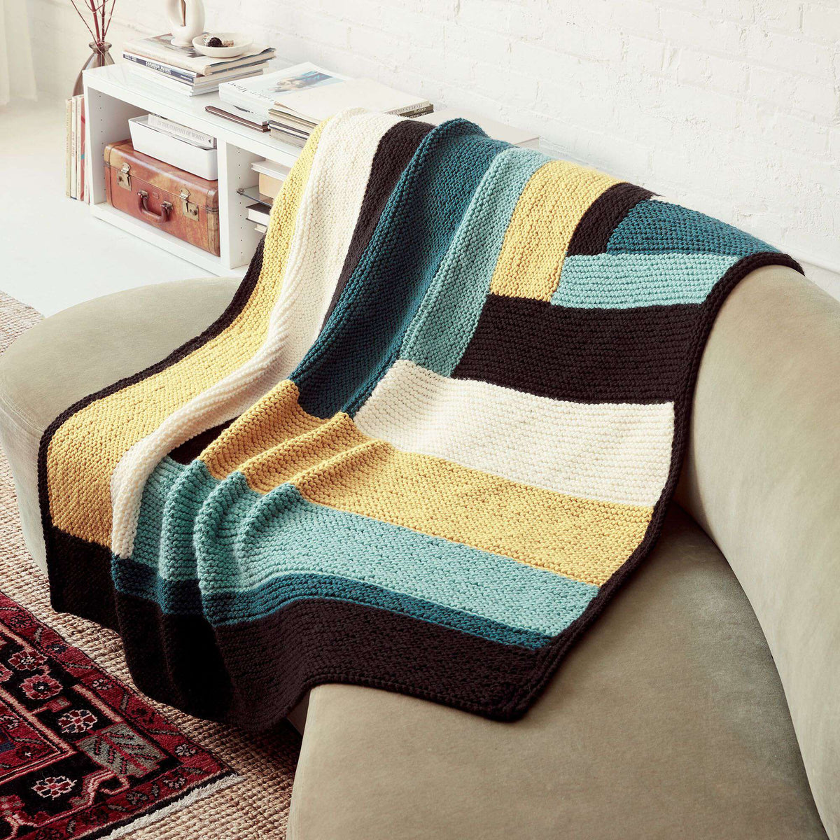 Knit Blanket made in Bernat Softee Chunky yarn