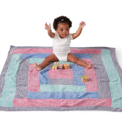 Bernat Luxe Knit Log Cabin Baby Blanket Knit Blanket made in Bernat Baby Velvet yarn