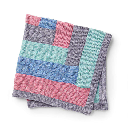 Bernat Luxe Knit Log Cabin Baby Blanket Knit Blanket made in Bernat Baby Velvet yarn