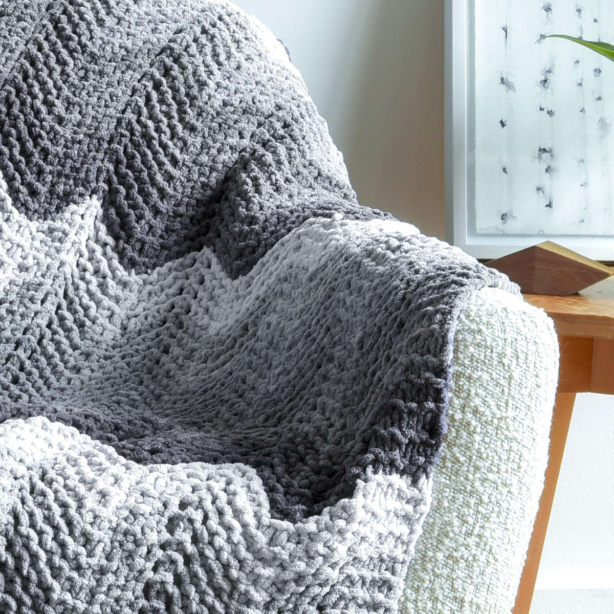 Knit Blanket made in Bernat Blanket yarn