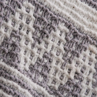 Bernat Mosaic Stripe and Chevron Knit Blanket Knit Blanket made in Bernat Blanket Sparkle yarn