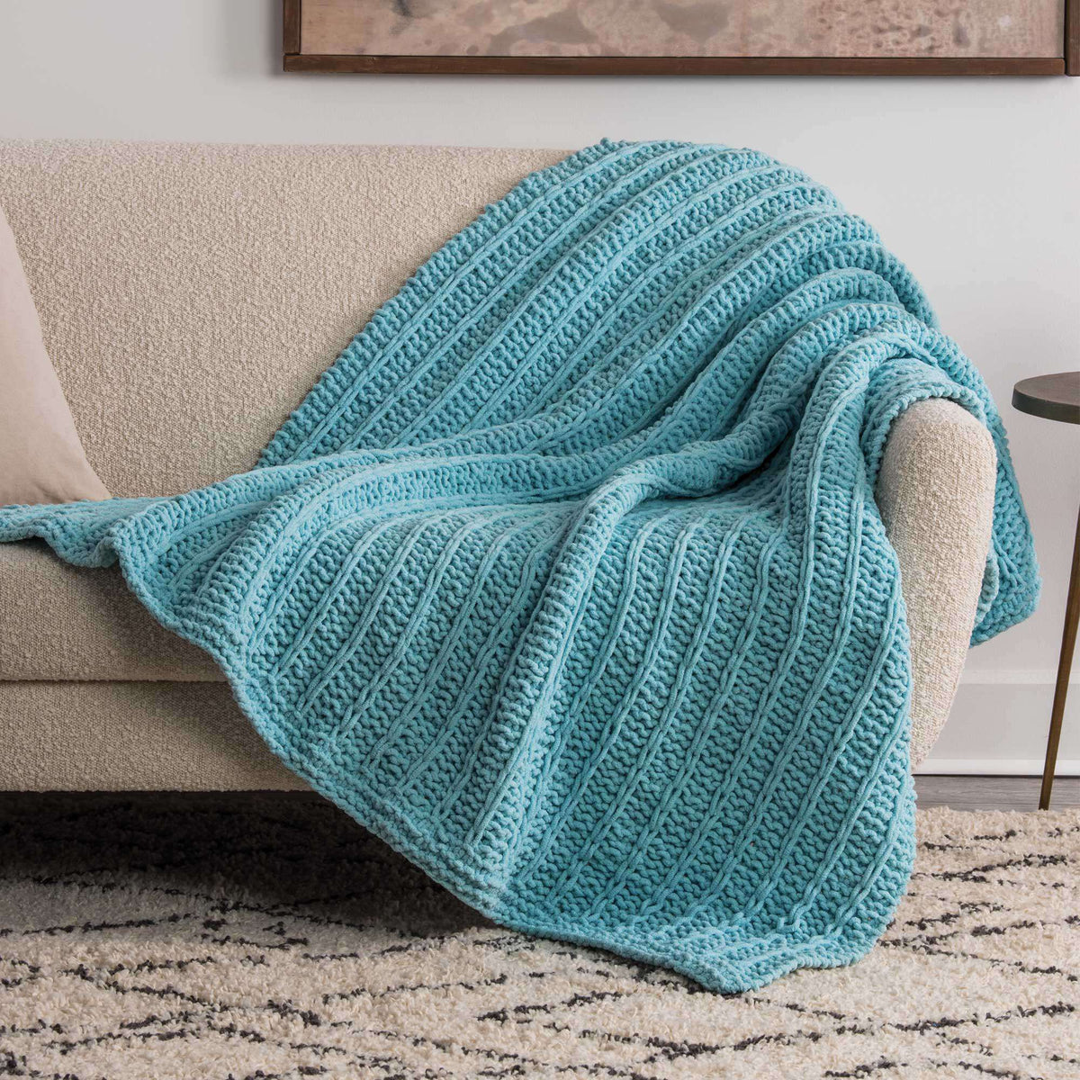 Knit Blanket made in Bernat Blanket Sparkle yarn