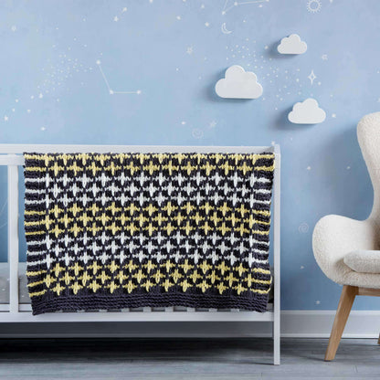 Bernat Starry Night Knit Baby Blanket Knit Blanket made in Bernat Baby Blanket Sparkle yarn