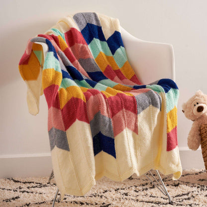Bernat Chevron Panel Knit Baby Blanket Knit Blanket made in Bernat Softee Baby yarn