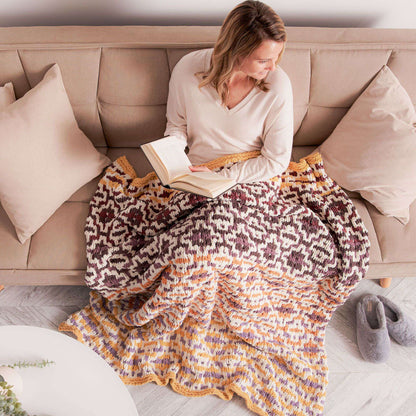 Bernat Shifting Shades Mosaic Knit Blanket Knit Blanket made in Bernat Blanket O'Go yarn