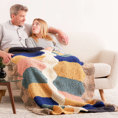 Bernat Hexa Lines Knit Blanket Knit Blanket made in Bernat Blanket O'Go yarn