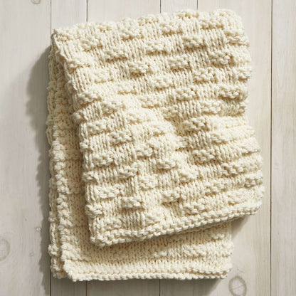 Stitch Club Woven Look Knit Blanket + Tutorial Knit Blanket made in Bernat Softee Chunky yarn