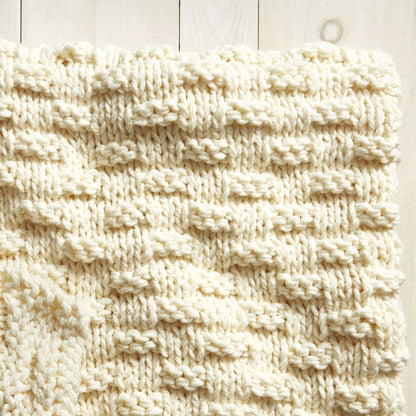 Stitch Club Woven Look Knit Blanket + Tutorial Knit Blanket made in Bernat Softee Chunky yarn