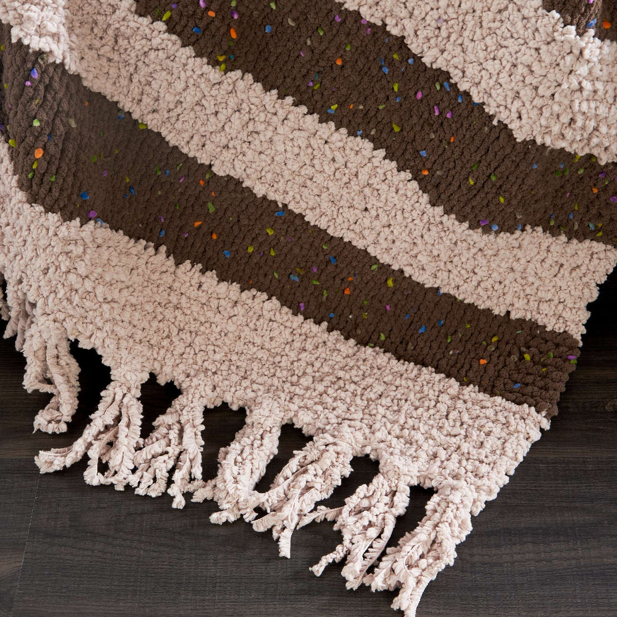 Knit Blanket made in Bernat Blanket Confetti yarn