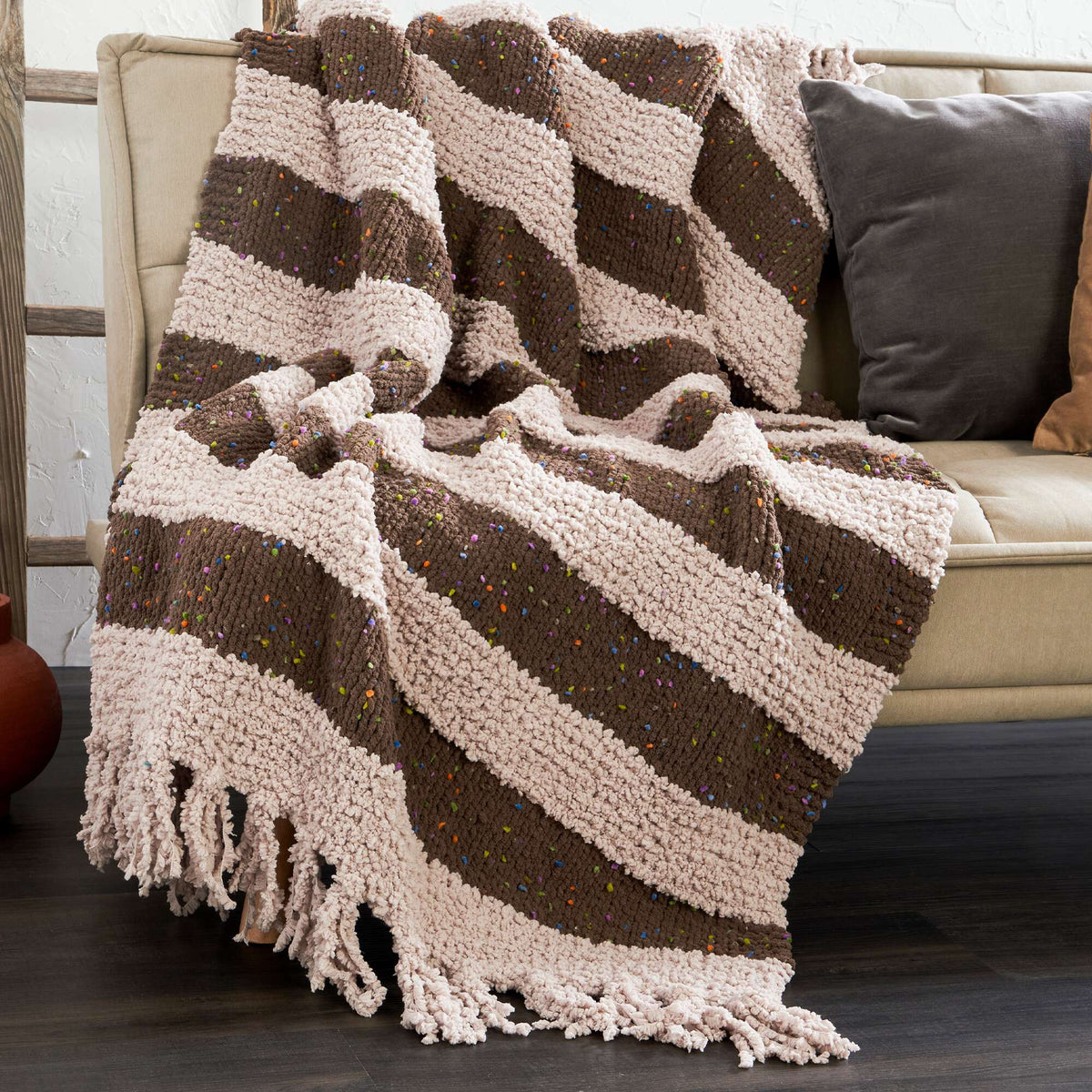 Knit Blanket made in Bernat Blanket Confetti yarn