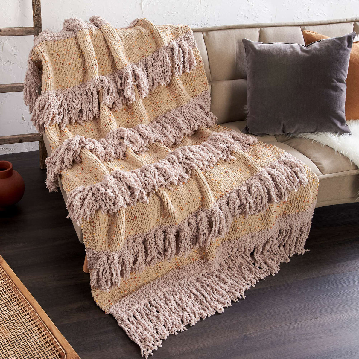Knit Blanket made in Bernat Blanket Confetti yarn