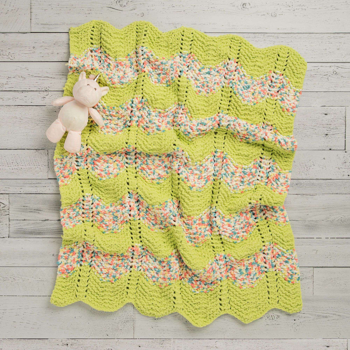 Knit Blanket made in Bernat Baby Blanket yarn