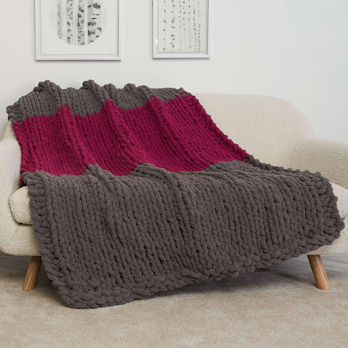 Knit Blanket made in Bernat Blanket Extra Thick yarn
