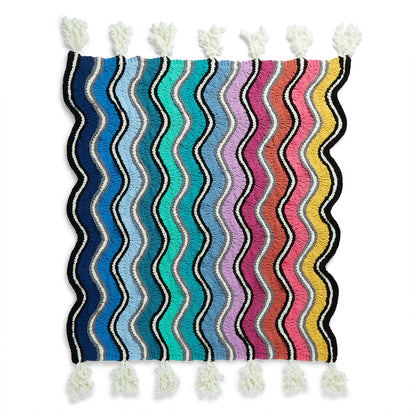 Bernat Big Ripple Knit Rainbow Blanket Knit Blanket made in Bernat Blanket O'Go yarn