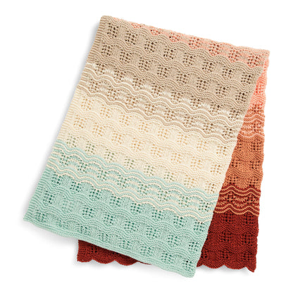 Bernat Beachside Ripples & Lace Knit Baby Blanket Knit Blanket made in Bernat Softee Baby Cotton yarn