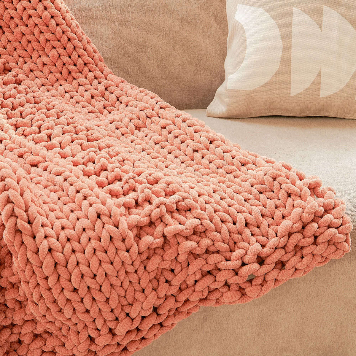 Knit Blanket made in Bernat Plush Big yarn