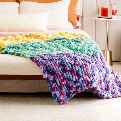 Bernat Color Bold Table Knit Blanket Knit Blanket made in Bernat Blanket Extra Thick yarn