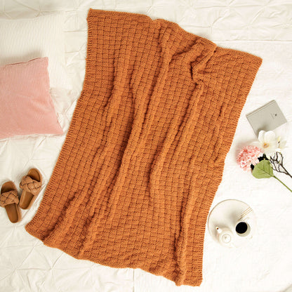 Bernat Basket Weave Knit Blanket Knit Blanket made in Bernat Forever Fleece yarn
