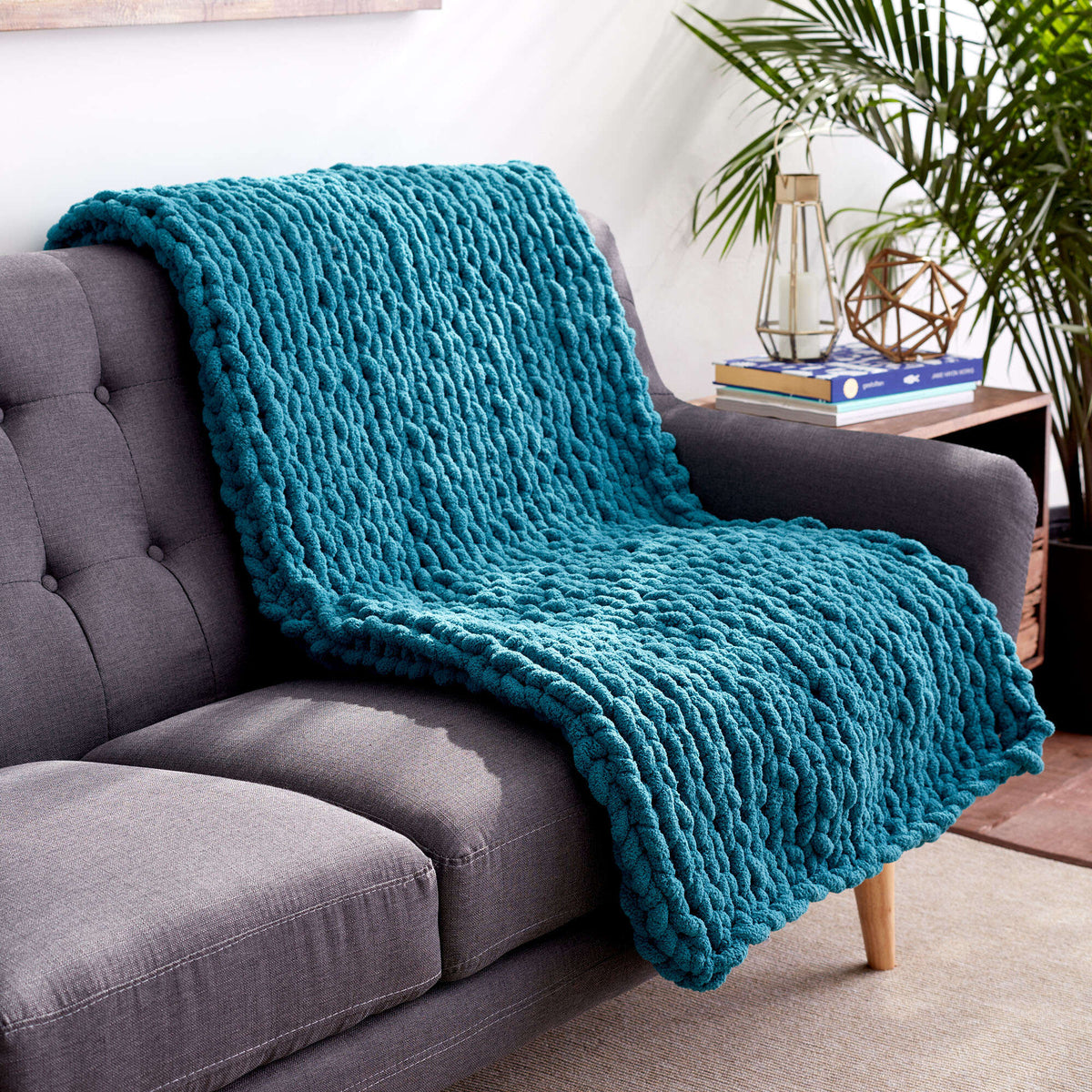 Knit Blanket made in Bernat Blanket Big yarn