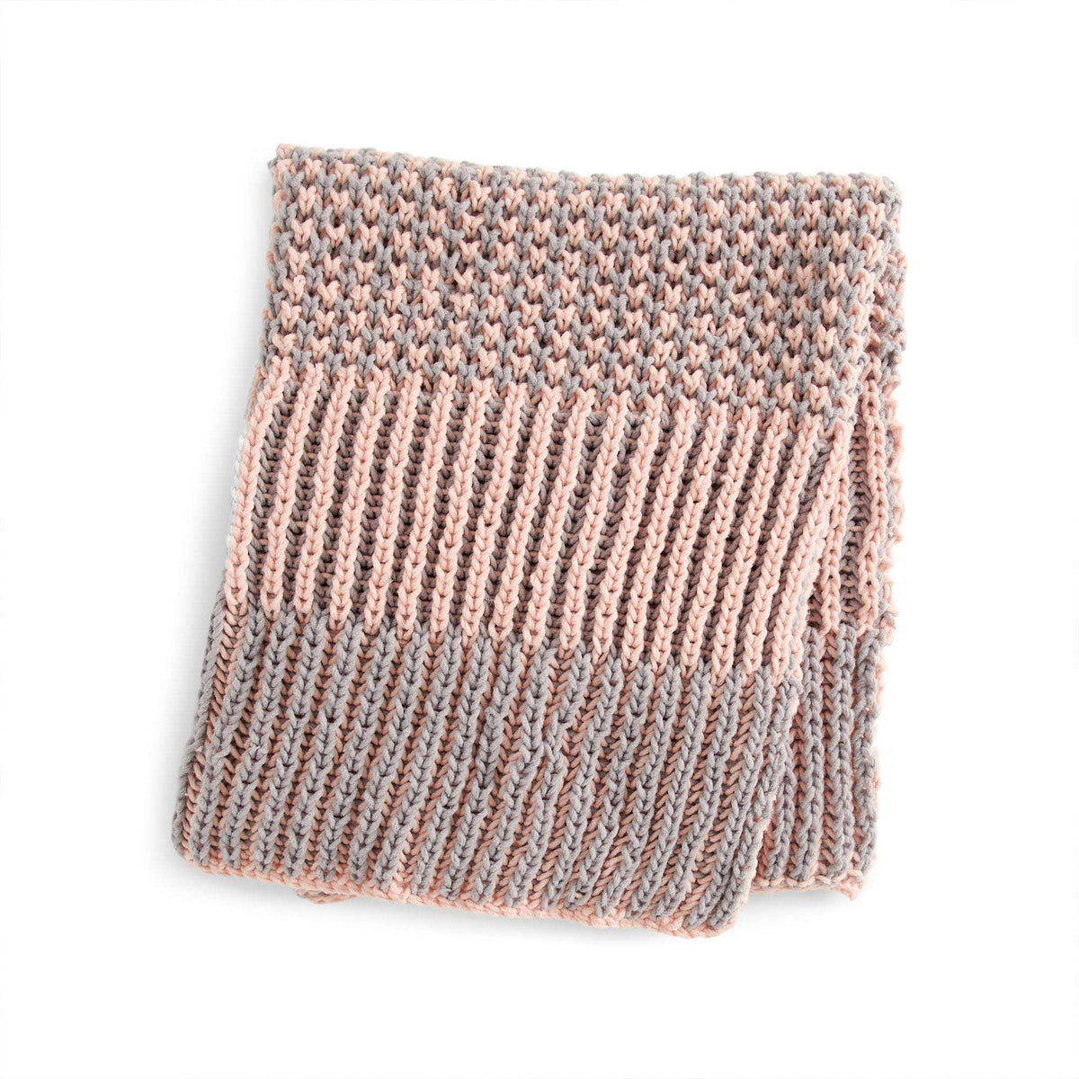 Knit Blanket made in Bernat Forever Fleece yarn