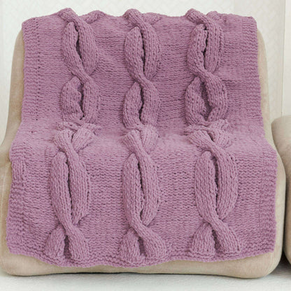 Bernat Bulky Cable Knit Blanket Knit Blanket made in Bernat Blanket yarn