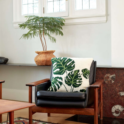 Bernat Tropical Leaf Knit Pillow Single Size