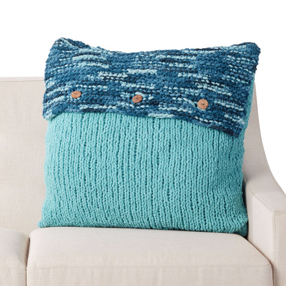Bernat Button Up Knit Pillow Knit Pillow made in Bernat Blanket yarn