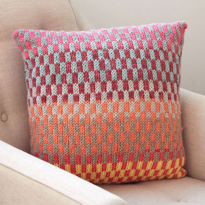 Bernat Fantastic Fair Isle Knit Pillow Knit Pillow made in Bernat Pop! yarn