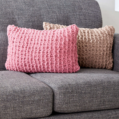Bernat Garter Stripe Duo Knit Pillows Knit Pillow made in Bernat Blanket Extra yarn