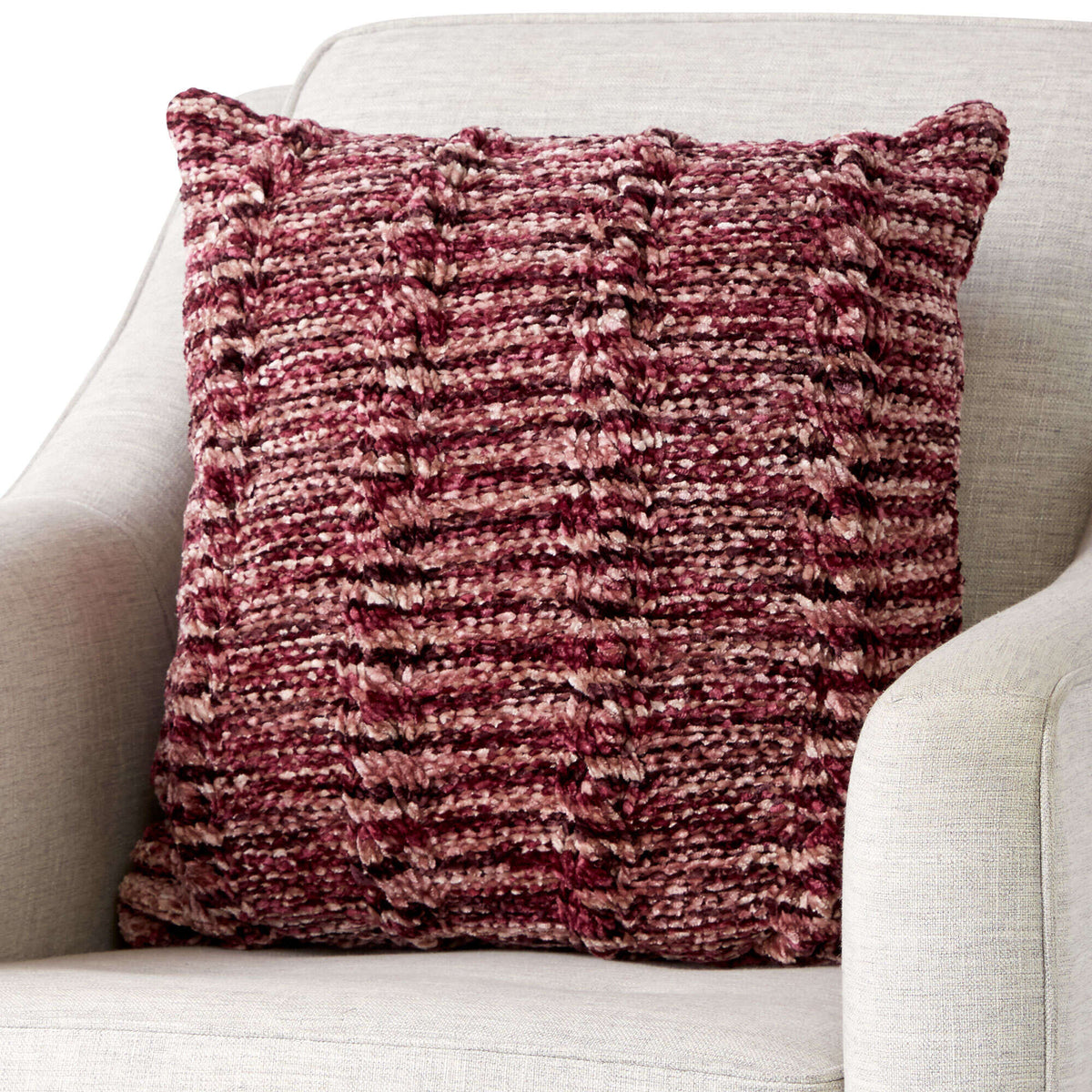 Knit Pillow made in Bernat Crushed Velvet yarn