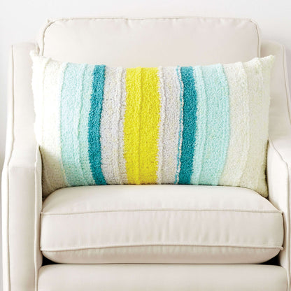 Bernat Little Ridge Striped Knit Cushion Knit Pillow made in Bernat Blanket Breezy yarn