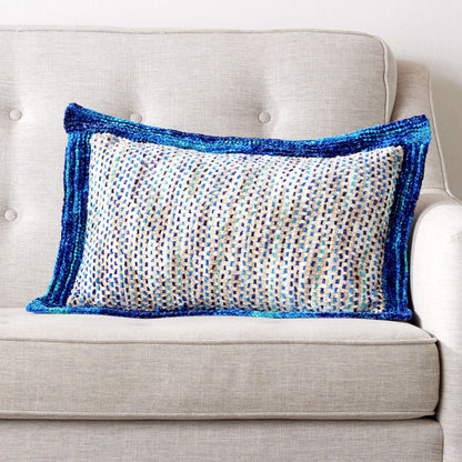 Bernat Knit and Weave Cushion Knit Pillow made in Bernat Crushed Velvet yarn