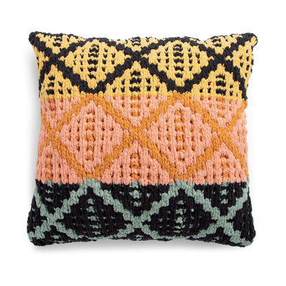 Bernat Geometric Mosaic Knit Pillow Knit Pillow made in Bernat Blanket O'Go yarn