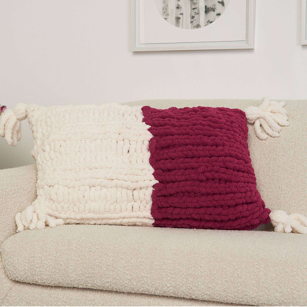 Knit Pillow made in Bernat Blanket Extra Thick yarn