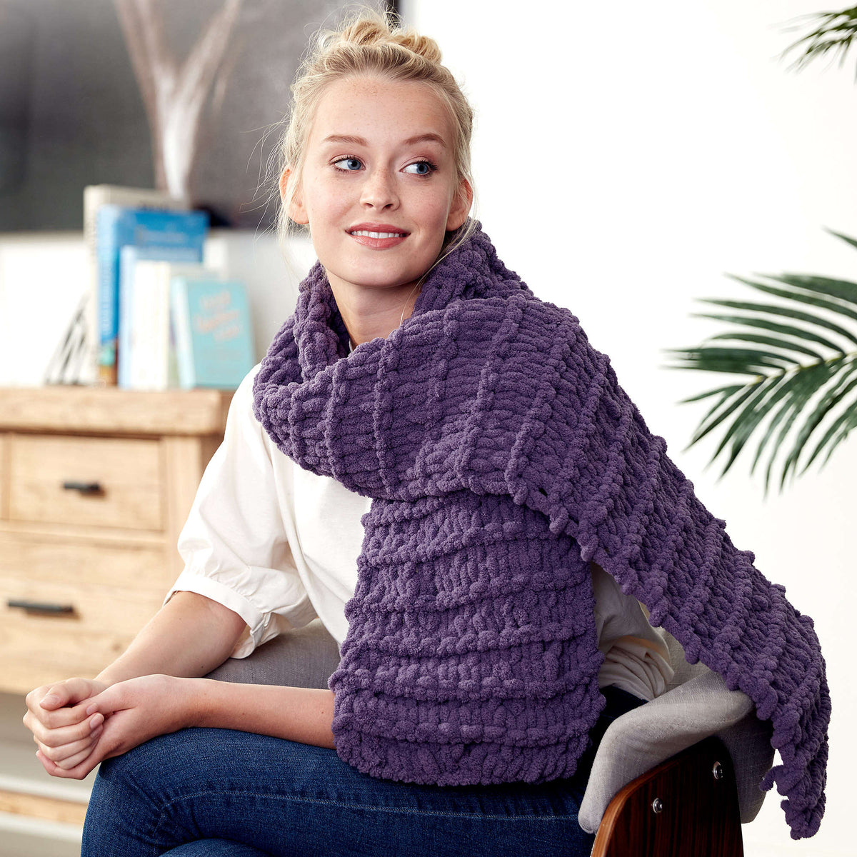 Craft Scarf made in Bernat Blanket-EZ yarn