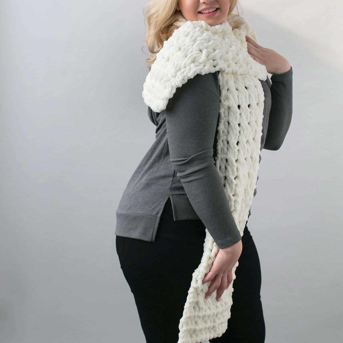 Craft Scarf made in Bernat Blanket-EZ yarn