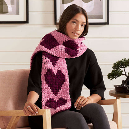 Bernat Craft EZ Graph It Heart Scarf Craft Scarf made in Bernat Alize Blanket EZ Graph It yarn