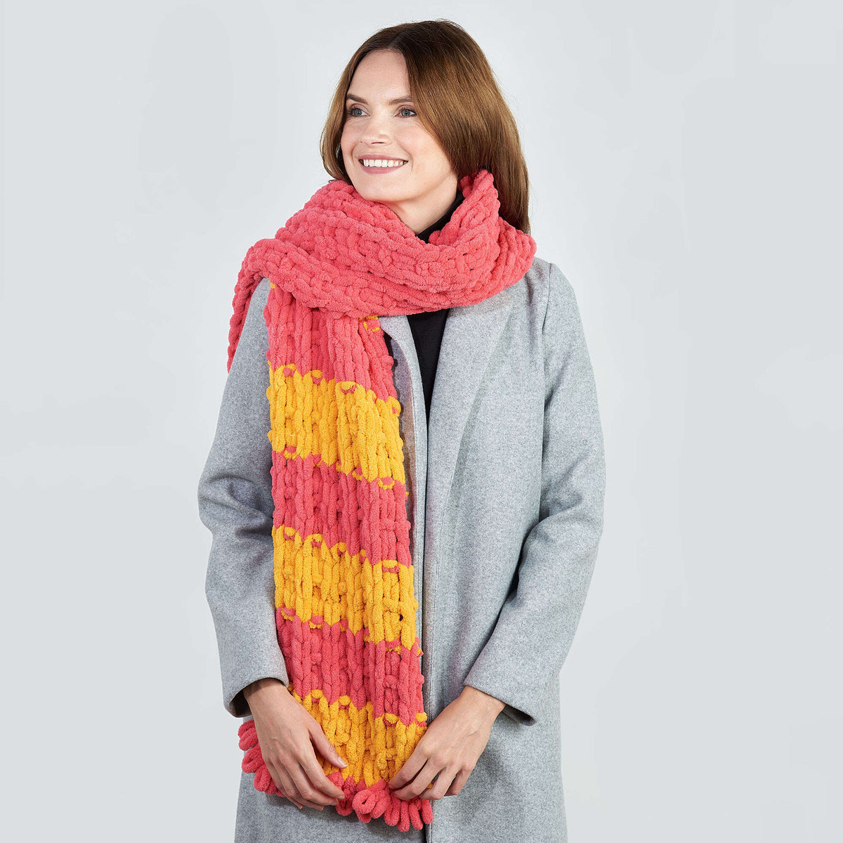 Craft Scarf made in Bernat Blanket EZ Stripes yarn