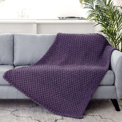 Bernat Craft Alize EZ Criss-Cross Afghan Craft Blanket made in Bernat Blanket-EZ yarn